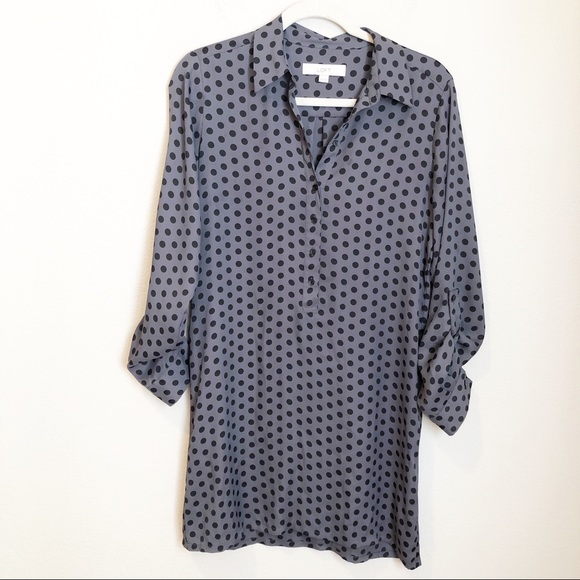 LOFT Polka Dot Long Sleeve Shirt Dress - Picture 1 of 5